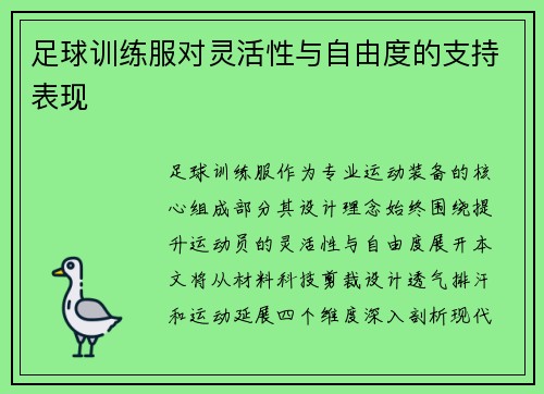 足球训练服对灵活性与自由度的支持表现